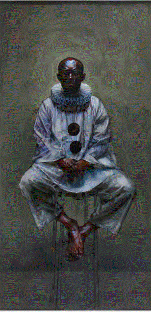 Clovis en Pierrot -encre et acrylique 2,013