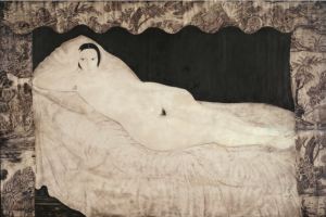 Foujita "nu à la toile de jouy" 1922 hst musée d'art moderne de Paris Roger viollet Fondation Foujitqa Adagp Paris 2018