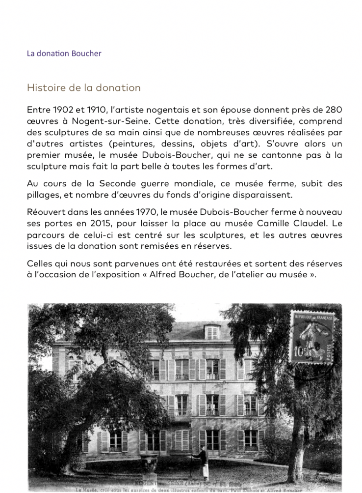 Exposition Alfred Boucher Musée Camille Claudel partir Mars 2024.