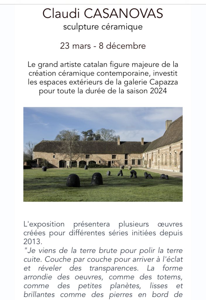 Galerie Capazza Nançay Sologne Intra Muros printemps Arts Samedi Mars 2024.