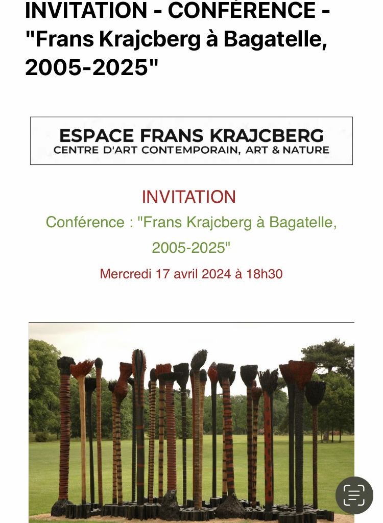 Espace Frans Krajcberg. Avril 2024. Conférence;