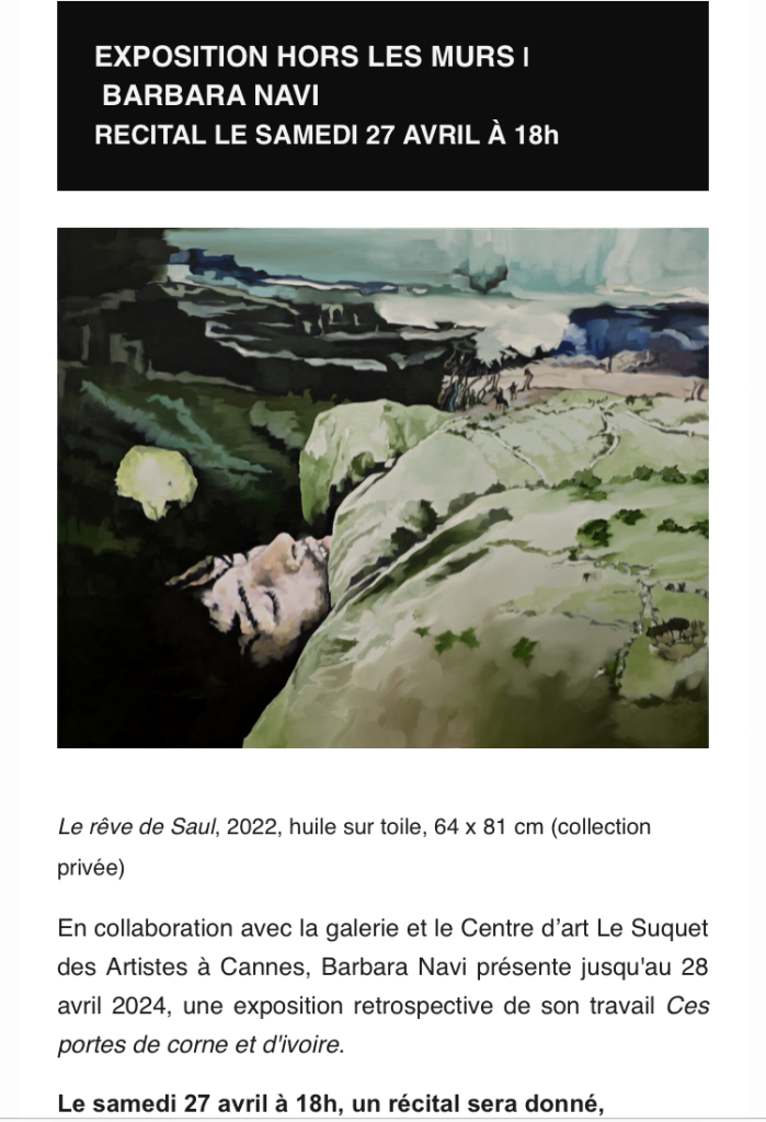 Galerie Valerie Delaunay exposition Barbara Navi. Avril 2024.