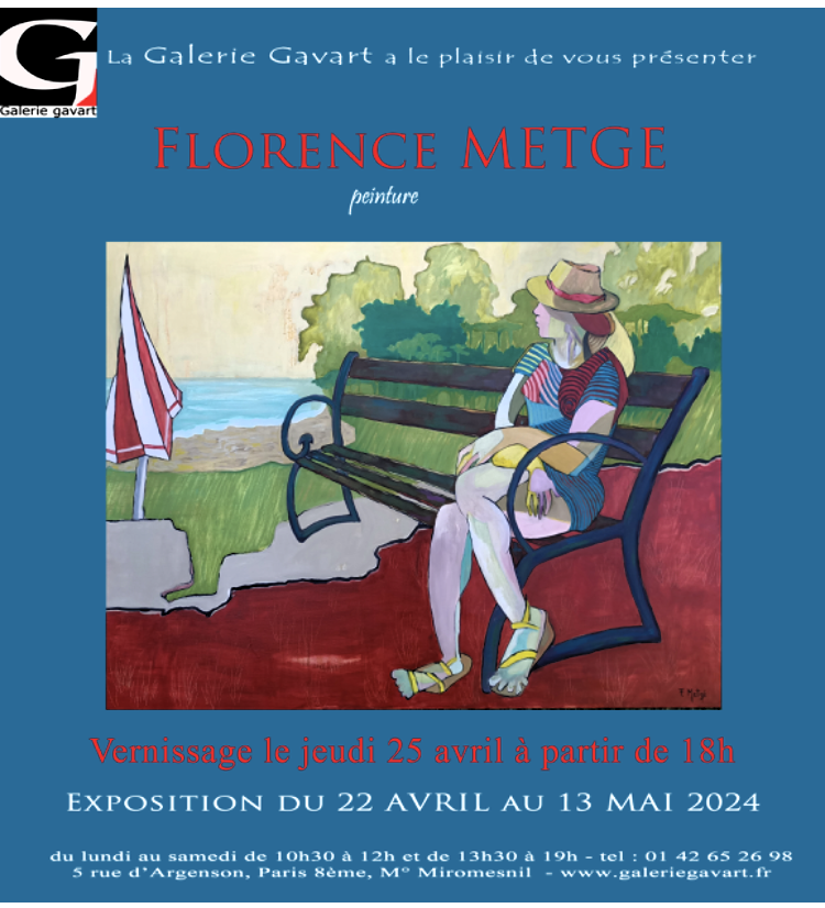 Galerie Gavart Florence Metge partir Avril 2024.