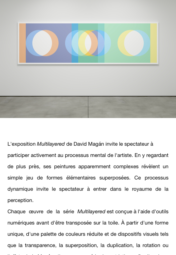 Galerie Denise René exposition David Magàn partir Avril 2024.