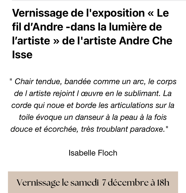 Galerie ralentie exposition André Isse Décembre 2024.