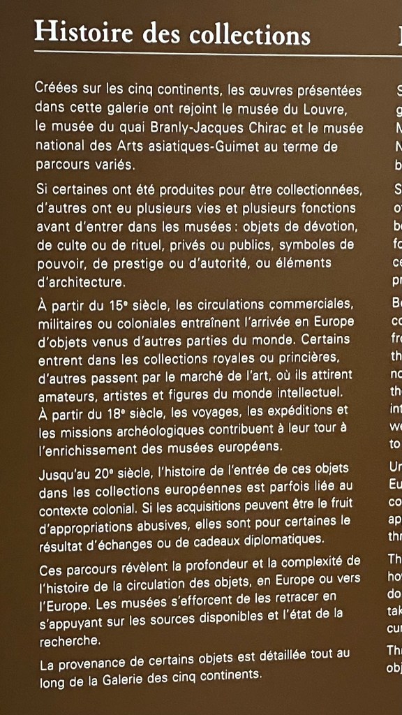 Louvre Pavillon sessions galerie cinq continents- Dieu disparu depuis plusieurs mois…